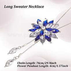 Juego de 2 collar con colgante de flor de rhinestone de 2 colores&nbsp;NJEW-AN0001-17