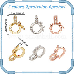 6 Stück 3 Stile Messing Micro Pave klare Zirkonia Twister Verschlüsse&nbsp;ZIRC-DR0001-02