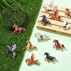 12 pieza de 12 estilos de alfileres de solapa de aleación de esmalte de caballo&nbsp;JEWB-CJ0003-66