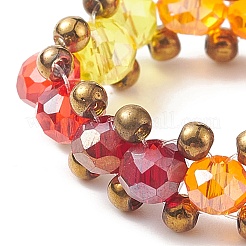 Glas geflochtener Perlenfingerring für Frauen&nbsp;RJEW-JR00467-01