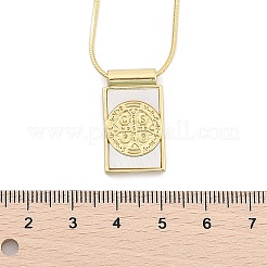 Colliers pendentifs croix en laiton pavé de coquillages rectangulaires médaille Saint Benoît pour femmes&nbsp;NJEW-Z053-01G-02