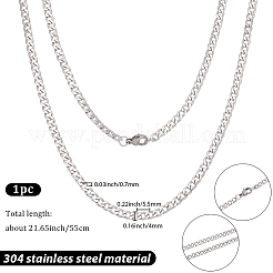 Collier chaîne cubaine en acier inoxydable 304 (1 pièce) pour homme et femme&nbsp;NJEW-BM0001-08E