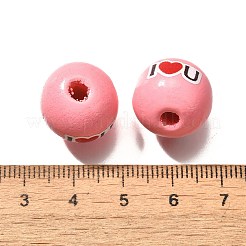 Perles en bois imprimées avec éléments de la Saint-Valentin&nbsp;WOOD-R002-01-16