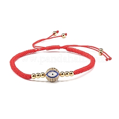 Braccialetto di perline intrecciate tonde con malocchio per ragazze donne&nbsp;BJEW-JB06974