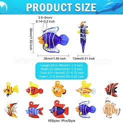 10pcs 10 Arten handgemachte Bunte Malerei-Anhänger&nbsp;LAMP-CJ0002-51