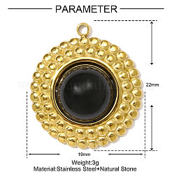 304 Edelstahl mit synthetischen schwarzen Onyx-Anhängern&nbsp;STAS-OY001-47G