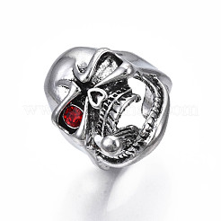 Teschio punk gotico con anello polsino aperto in lega di sigaretta con strass per uomo donna&nbsp;RJEW-T009-51AS
