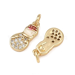 Dijes navideños de latón con micro pavé de circonitas cúbicas y esmalte&nbsp;KK-L255-19G-07