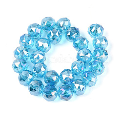Brins de perles rondes en verre transparent plaqué couleur AB&nbsp;EGLA-T029-8mm-12T-08