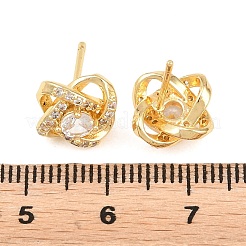 Aretes de latón con micro pavé de circonio cúbico para mujer&nbsp;KK-A305-10G-04