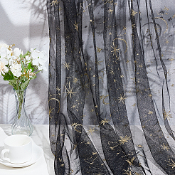 Polyester-Spitzennetzstoff mit Stern- und Mondmuster&nbsp;DIY-WH0504-195B