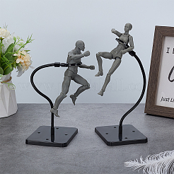 Zusammengebauter rechteckiger PS-Kunststoff-Actionfigurenständer mit verstellbarem Eisenstützarm&nbsp;ODIS-WH0100-12C