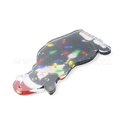Décoration de pendentif en acrylique en forme de chat de noël&nbsp;HJEW-E007-01G-07
