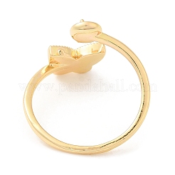 Impostazioni per anello a perno a tazza con polsino aperto a farfalla in ottone con conchiglia&nbsp;KK-E055-03G-01