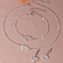 Halsketten & Ohrringe & Armbänder mit Herzanhänger aus Legierung mit Strassen für Damen&nbsp;FS-WG56CAD-01