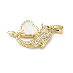 Ciondoli in ottone con pavé di zirconi cubici trasparenti e conchiglie&nbsp;KK-G603-01G-06