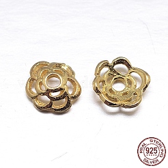 Veri cappucci di perline in argento sterling a 18 petali e 6 placcati in oro 925k&nbsp;STER-M100-28
