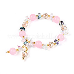 Braccialetti con ciondoli in calcedonio naturale e perline di vetro&nbsp;BJEW-T022-14E