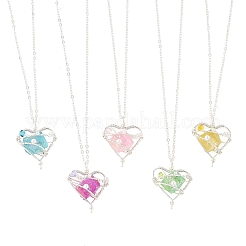 5 unidad de colgante de corazón de cuarzo natural galvanizado en 5 colores&nbsp;NJEW-TA00256