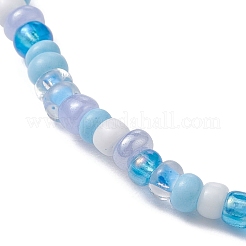 Stretch-Armband aus Glassamen und synthetischen türkisfarbenen Seesternperlen für Damen&nbsp;BJEW-JB09709-01