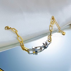 Bracelets à chaîne trombone en acier inoxydable 304 bicolore&nbsp;WGBC220-01