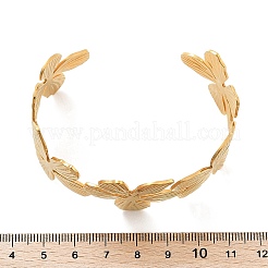 Offene Armreifen aus Edelstahl mit Blumenmotiv für Frauen&nbsp;BJEW-M313-05G