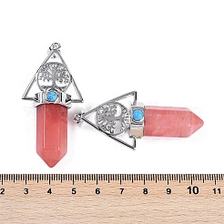 Kirschquarzglas facettiert spitze Kugel große Anhänger&nbsp;G-H076-02P-06