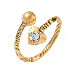 Anillos abiertos tipo brazalete de latón con circonitas cúbicas engastadas&nbsp;CU-CBA46D5-09G