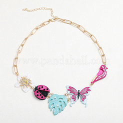 Colliers plastron printemps-été avec pendentif en strass acrylique pour femmes&nbsp;WG872E8-02