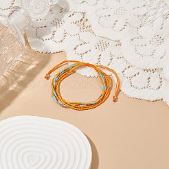 Braccialetti di perline intrecciate con perline di vetro regolabili&nbsp;BJEW-JB08952-04