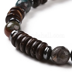 4 Stück natürlicher Crackle-Achat & indischer Achat & natürlicher Achat & synthetischer Hämatit und Kokosnuss-Perlen-Stretch-Armbänder für Damen und Herren&nbsp;BJEW-JB08937