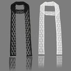 2 écharpe longue en soie et dentelle polyester 2 couleurs pour femmes et filles&nbsp;AJEW-GF0011-28E