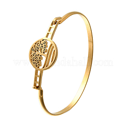 Pulseras de eslabones redondos planos de acero inoxidable 201 para mujer&nbsp;BJEW-R014-01G-01