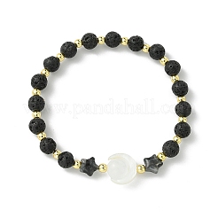 Pulseras elásticas de cuentas de roca de lava natural&nbsp;BJEW-JB13759
