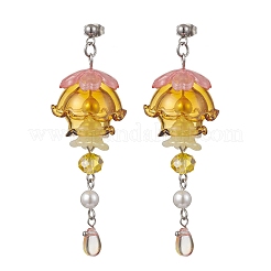Orecchini pendenti a forma di conchiglia in acciaio inossidabile 304 a forma di medusa&nbsp;EJEW-TA00773-03