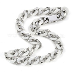 Collares de cadena de eslabones cubanos de acero inoxidable 304 y cerámica para mujer&nbsp;NJEW-B116-08P-01