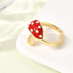 Anillos de puño abiertos ajustables de latón esmaltado para mujer&nbsp;RJEW-I111-10G-03