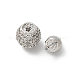 Fermagli a vite in ottone argento micro pavé di zirconi cubici trasparenti&nbsp;KK-U052-40P