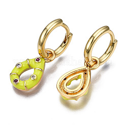 Latón micro pavimenta circonio cúbico pendientes de aro huggie&nbsp;EJEW-T014-39G-NF