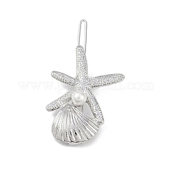 Haarspangen aus Legierung mit Muscheln und Seesternen&nbsp;AJEW-A056-03C-P
