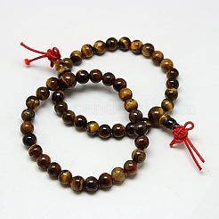 Buddhistischen Schmuck mala Perlen Armbänder natürlichen Tigerauge Stretch-Armbänder&nbsp;BJEW-M007-6mm-01A