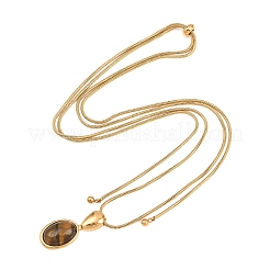 Ovaler Anhänger aus natürlichem Tigerauge&nbsp;NJEW-D326-04G