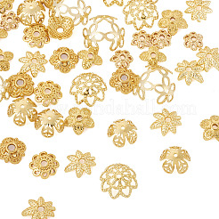54 pièce de capuchons de perles en laiton de 9 styles&nbsp;KK-TA0003-43