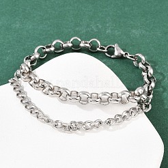 201 Edelstahl-Gliederarmbänder mit Rolokette für Damen&nbsp;BJEW-B143-18P
