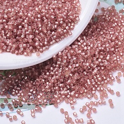 Perles miyuki delica, cylindre, Perles de rocaille japonais, 11/0, (canneberge claire doublée d'argent semi-givrée teinte db0685), 1.3x1.6mm, Trou: 0.8mm, environ 20000 pcs / sachet , 100 g / sac