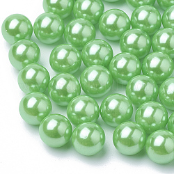 Пластиковые бусины abs, имитации жемчуга, без отверстия , круглые, светло-зеленый, 10 мм