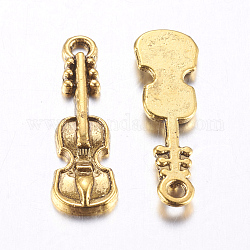 Tibetan Style Alloy Pendants, Lead Free and Cadmium Free, Violin, Antique Golden, 25x7.5x2mm, Hole: 2mm