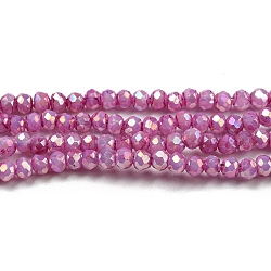 Cuisson opaque de perles de verre peintes, couleur ab , facette, ronde, rose brumeuse, 2.5x2mm, Trou: 0.7mm, Environ 156~158 pcs/chapelet, 12.20~12.44 pouce (31~31.6 cm)