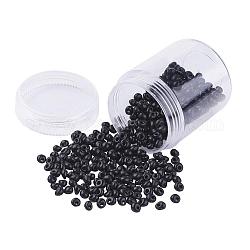 Granos de semillas de vidrio opaco, cuentas en forma de lágrima con flecos, negro, 4~5x3mm, agujero: 1 mm