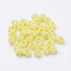 Perles tissées en nylon, ronde, jaune, 6~6.5x4.5mm, trou: 2.5 mm, environ 93~100 PCs / sachet 